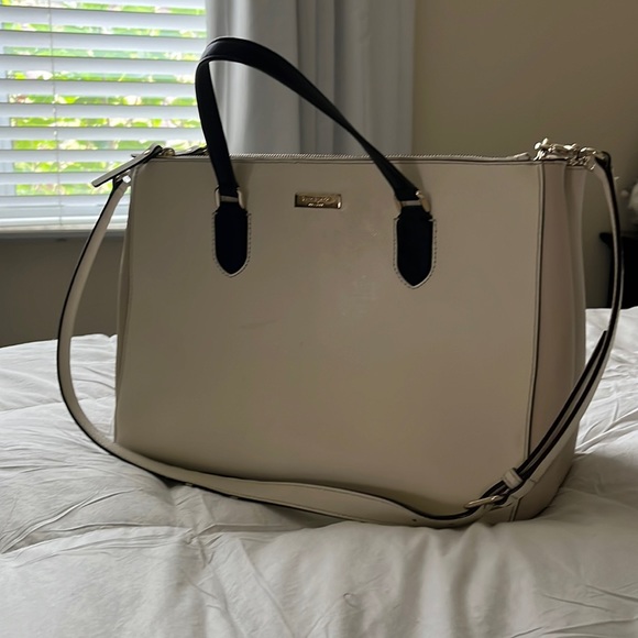 Kate Spade Laurel Way color block purse (white,beige, and black) - Picture 1 of 9